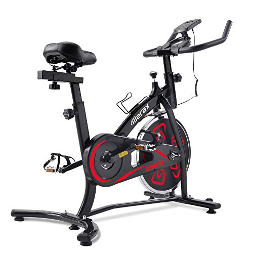 Bicicletas Estáticas de Spinning Ajustables Bicicleta Fitness Pantalla LCD, Bicicleta de Ejercicios Aeróbicos Sport para Interiores Entrenamiento Ejercicios Cardiovasculares [EU Stock] (Rojo)