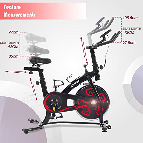 Bicicletas Estáticas de Spinning Ajustables Bicicleta Fitness Pantalla LCD, Bicicleta de Ejercicios Aeróbicos Sport para Interiores Entrenamiento Ejercicios Cardiovasculares [EU Stock] (Rojo)