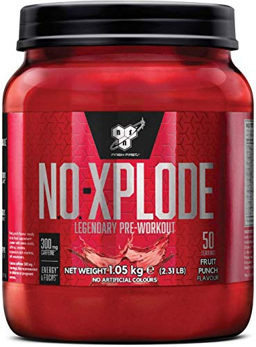 BSN Nutrition N.O.-Xplode, Suplementos Deportivos Pre Workout en Polvo con Creatina Monohidrato, Cafeina, Beta Alanina, Vitamina D y Vitamina B Complex, Ponche de Frutas, 50 Porciones, 1.05kg