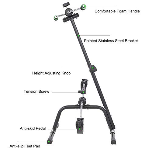 EBTOOLS Entrenador de Pies y Manos Bicicleta de Ejercicios Ajustable Equipo para Ejercitar la Pierna Brazo Cuerpo Bicicleta de Rehabilitacion