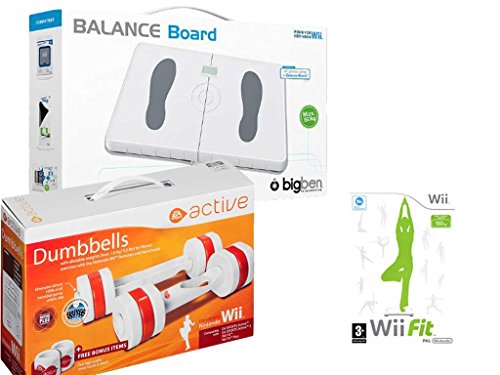 Eliware Wii - Tabla de Equilibrio BigBen con Mancuernas activas de EA y el Juego Wii Fit