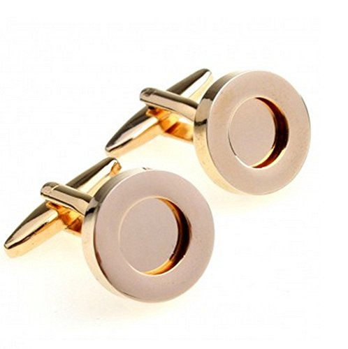 Gudeke Men's Functional Cufflinks Round Frame Photos Can Be Placed Gemelos funcionales de los hombres Se puede colocar fotos (oro)