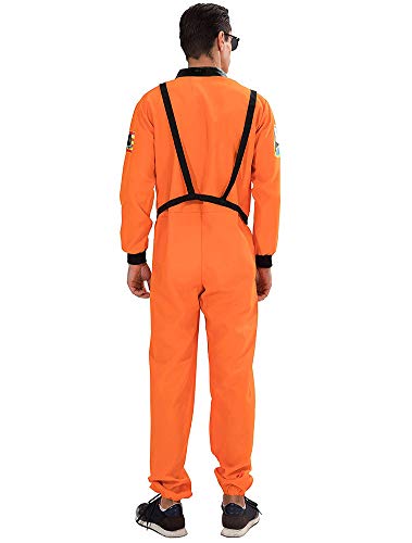 JEK Disfraz de Astronauta para Hombre y Mujer, Traje de Vuelo para Adultos, Traje de Astronauta, Juego de rol, Disfraces de Cosplay, Naranja, Small