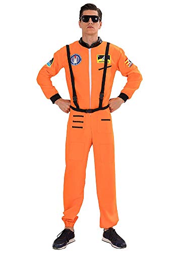 JEK Disfraz de Astronauta para Hombre y Mujer, Traje de Vuelo para Adultos, Traje de Astronauta, Juego de rol, Disfraces de Cosplay, Naranja, Small