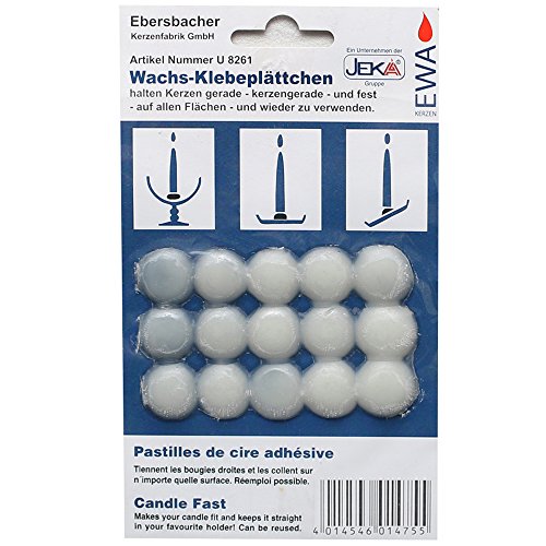 JEKA - Ebersbacher Kerzen U 8260 - Juego de 15 Placas Adhesivas de Cera, Color Blanco