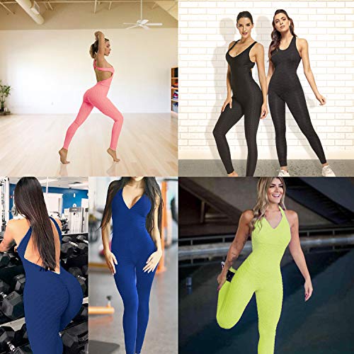 Mimoka Monos Pantalones Deportivos Mujer Elástico y Transpirable | Leggins Mujer Fitness Push up con Tirantes para Yoga GYM Running (L, Negro)