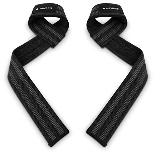 Navaris Correas para Levantamiento de Pesas - Set de 2 Straps para un Mejor Agarre en el Gimnasio - Cintas para Levantar Peso en el Gym - en Negro