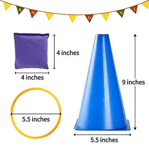 Paochocky 30 Piezas 3 en 1 Juego de Set, Entrenamiento Plástico Conos, Bolsas de Frijol y Anillos de plástico Juego para los Entrenamiento Fútbol, Deportes y Juegos al Aire Libre del Carnaval