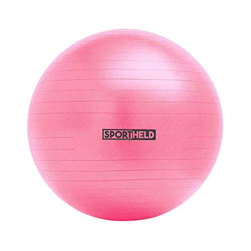 Pelota de ejercicio profesional con BOMBA | Diferentes tamaños (55 cm, 65 cm, 75 cm) y colores (azul, rojo, morado, verde, negro, rosa, turquesa) SEATBALL y FITNESSBALL robusto - Rosa 55cm