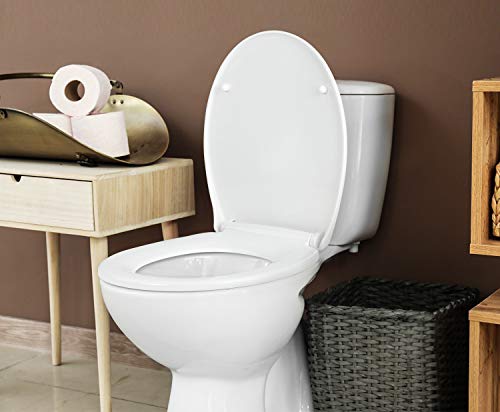 Pipishell Asiento de Tapa wc, Tapas WC de inodoro con cierre suave Tapa WC de universel con un Botón de Liberación Rápida, Top Fixing O-Shaped