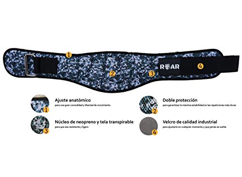Roar® Cinturón musculación para Entrenamiento de Levantamiento de Peso Crossfit Powerlifting Halterofilia Pesas Gimnasio (Camuflaje, M)