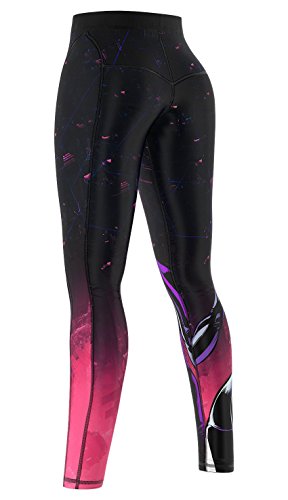 SMMASH Space Cat Deportivos Leggins Largos Mujer, Mallas Deporte Mujer, Yoga, Fitness, Crossfit, Correr, Material Transpirable y Antibacteriano, (XL)