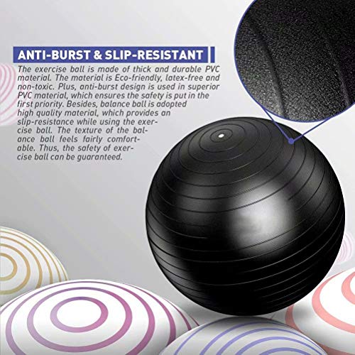 SPFAZJ U6764 Pelota Gimnasia con Bomba Mejorado de Mano Pelota de Ejercicio para Fitness, Yoga, Pilates, CrossFit, etc. - Adecuada para Hombres y MujeresNegro 70cm