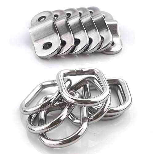 TooTaci Anillos de Amarre,6 Piezas Anillos en D Anilla de Amarre ,Acero Galvanizado,Ancla de Carga de Remolque Anillo de Amarre ,para Transporte Carga Vans Barco Offroad Camión Cuerdas