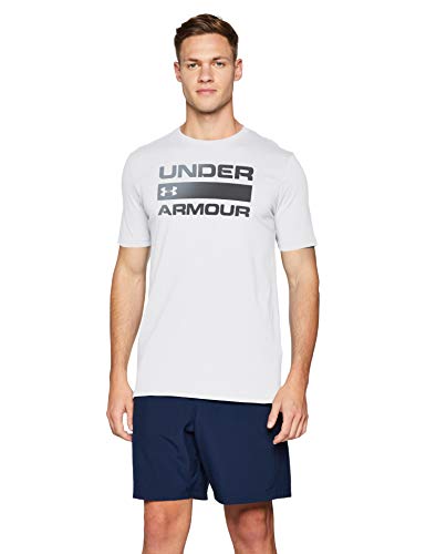 Under Armour Team Issue Camiseta para Hombre con Logotipo, Camiseta Deportiva Transpirable, Camiseta de Manga Corta para Hombre cómoda y Ancha, White/Black (100), MD