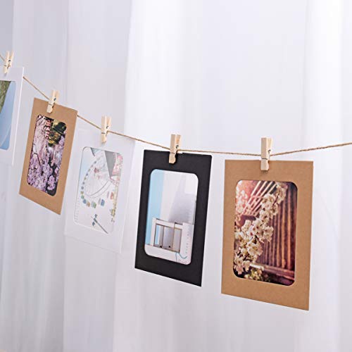 VORCOOL 30pcs Marco de Foto de Papel Decoración de Pared con Cuerda y Clip Bordes de Decoración Marco de Papel para 4x6in Fotos