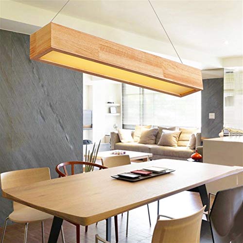 ZCCFEI Fuente Creativa Moderna Minimalista LED de luz Rectangular de Roble Amarillo + Hierro Dormitorio Salón Comedor Sala de Estudio Singular lampara Dormitorio Droplight/lámpara de Techo lámpara r